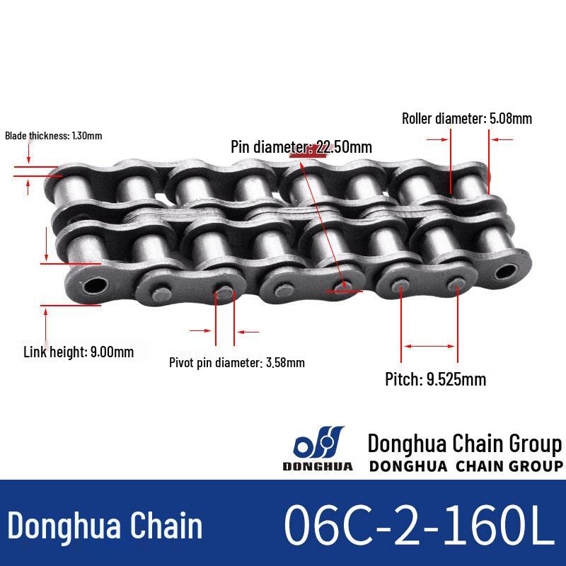 Donghua Industrial Transmission Chain: Single/Double Roller, Manganese Steel, Large Pitch Precision Roller Chain.