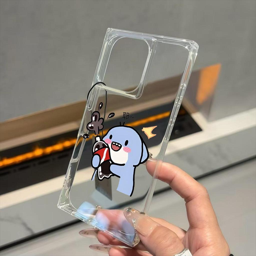 Square Back Tube Protection Clear Case For iPhone 12 16 ProMax 13 11 15 Plus 14 Pro Max Anti-Oxygen,Mischievous Little Monster Pattern Casing