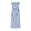 Spring New Western Style Temperament Slim fit Straight Collar Strapless Design Tube Top Midi Dress 2698707