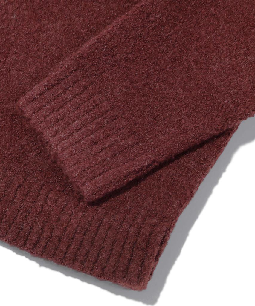 Trillion Wool Boucle Collar Cardigan Knit (Red Brown)