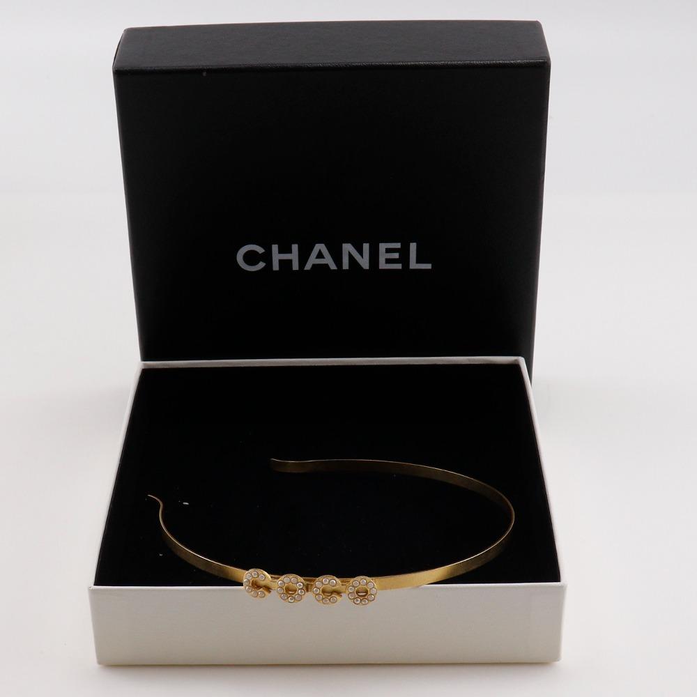 CHANEL COCO headband Other accessories 01A Plated Gold/Fake pearl Women Used