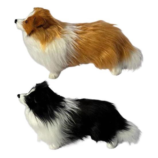 Simulert Plysj Schäferhund Modell Livaktig Mini Hundeleke Utstoppet Dyr Dukke Hjem Kontor Skrivebord Dekorasjon Ornament