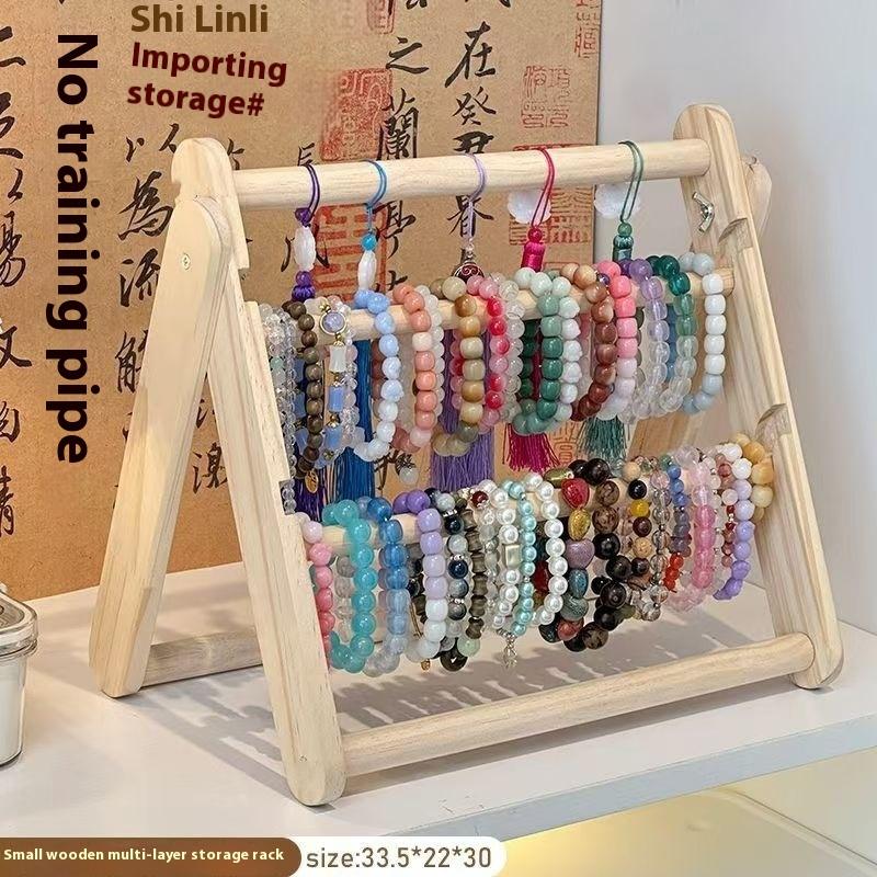 Suporte de Exibição de Rack de Armazenamento de Tiara de Madeira 2 Camadas Uso Doméstico Acessórios de Cabelo Joias Exibidor de Tiara Armazenamento de Joias