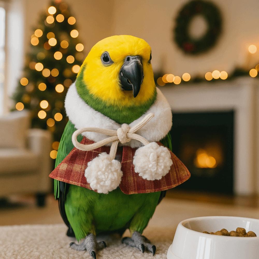Comfortable Furry Collar Scarf Set Warm Parrot Outerwear Cute Pet Transformation Outfit  Festive