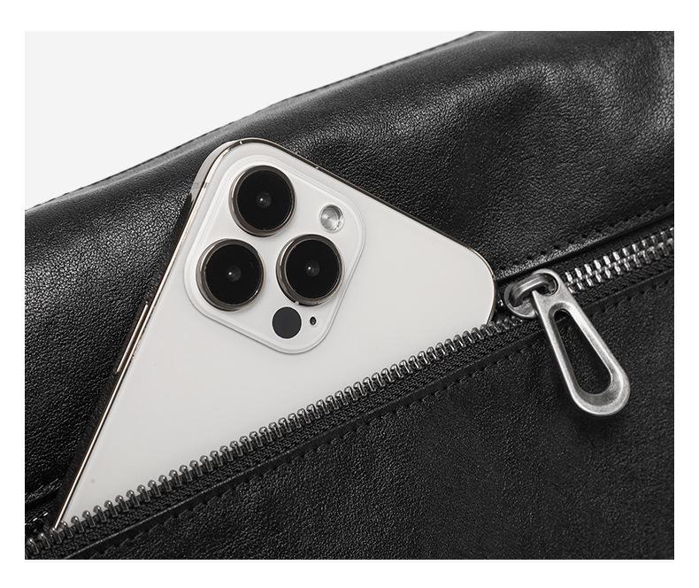 Men's Genuine Leather Crossbody Shoulder Bag - Soft Cowhide Backpack, Casual Horizontal Design