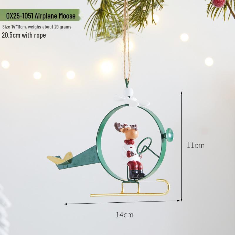 Christmas Festival Wrought Iron Tree Ornaments: Santa Claus & Reindeer Hanging Decor