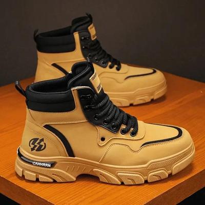 Stivali Martin Alti Retrò da Uomo, Primavera 2025 - Stile Coreano, Versatili, Retrò Britannico, Scarpe da Lavoro Basse con Suola Spessa