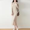 Women Sweater Dress 100% Wool MODERN NEW SAGA O-neck Knit Long Pullover Winter Jumpers Wool Long Dress Female