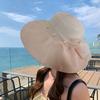 Hat women's new fashionable foreign style bow pearl mesh big eaves sunscreen hat elegant face small sale