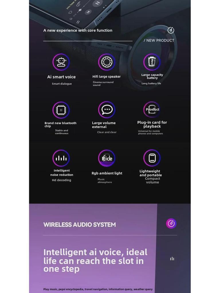 Chytrý přenosný Bluetooth reproduktor: Velký objem, malé rozměry pro domácí, venkovní a automobilové audio