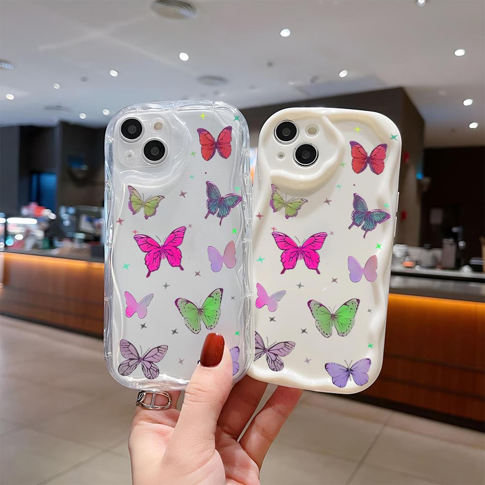 Color butterfly iphone case apple 16 cream pattern 13promax anti-drop 12 soft case 15 protective case 14