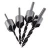 4pcs Three Pointed Woodworking Counterbore Drill 3-6mm HSS Screw Chamfering Drill Bit 5 Flute Countersink Drill Bit Set