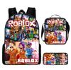 Roblox Retro Cartoon Backpack Set - Trendy 3-Piece Schoolbag for Kids