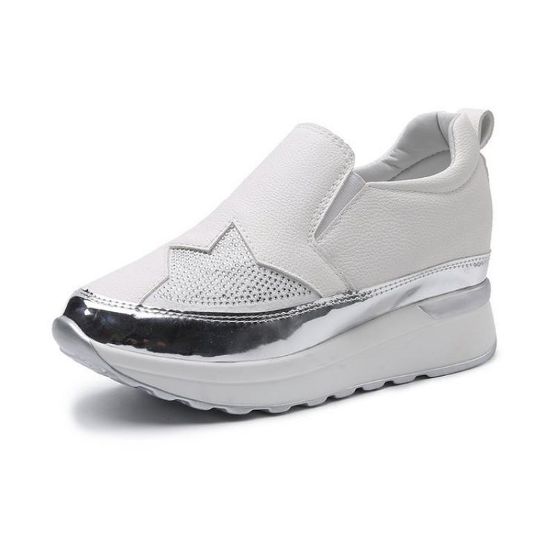 Large size autumn new trendy little white shoes women's muffin bottom inner height increase single shoes women's large size loafu