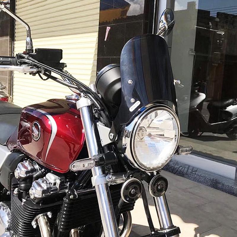 Motorcycle Wind Deflector Universal Motorcycle Modified Windshield Windscreen Easy Intallation for 5-7 Inch Headlights