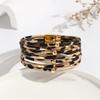 Vintage Leopard Print Leather Open Bangle: Elegant Multi-Layer Bracelet for Women’s Fashion
