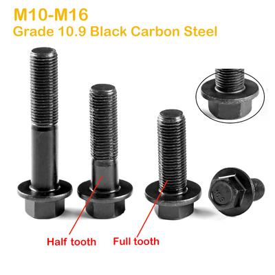 Grade 10.9 Black Carbon Steel Flanged Hex Head Bolt M10 M12 M14 M16 Outer Hexagon Flange Cap Screw Fine Thread Pitch :1.25/1.5mm