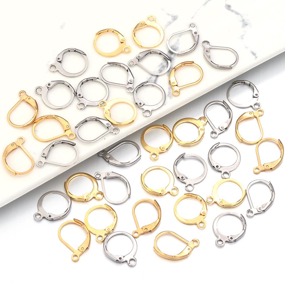 20pcs/lot Hypoallergenic Stainless Steel Ear Hooks French Lever Back Earring Round Hook Ear Wire Earrings For DIY Jewelry Making