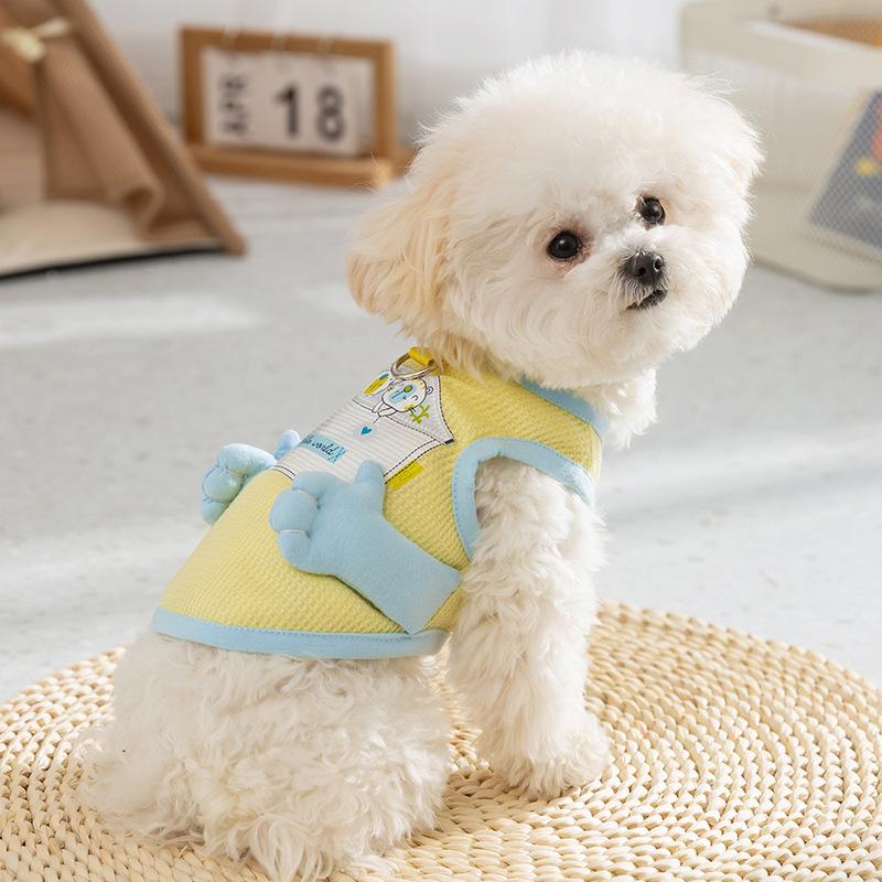 Small hand pocket traction vest cute dog clothes small dog bipod pet clothing one piece