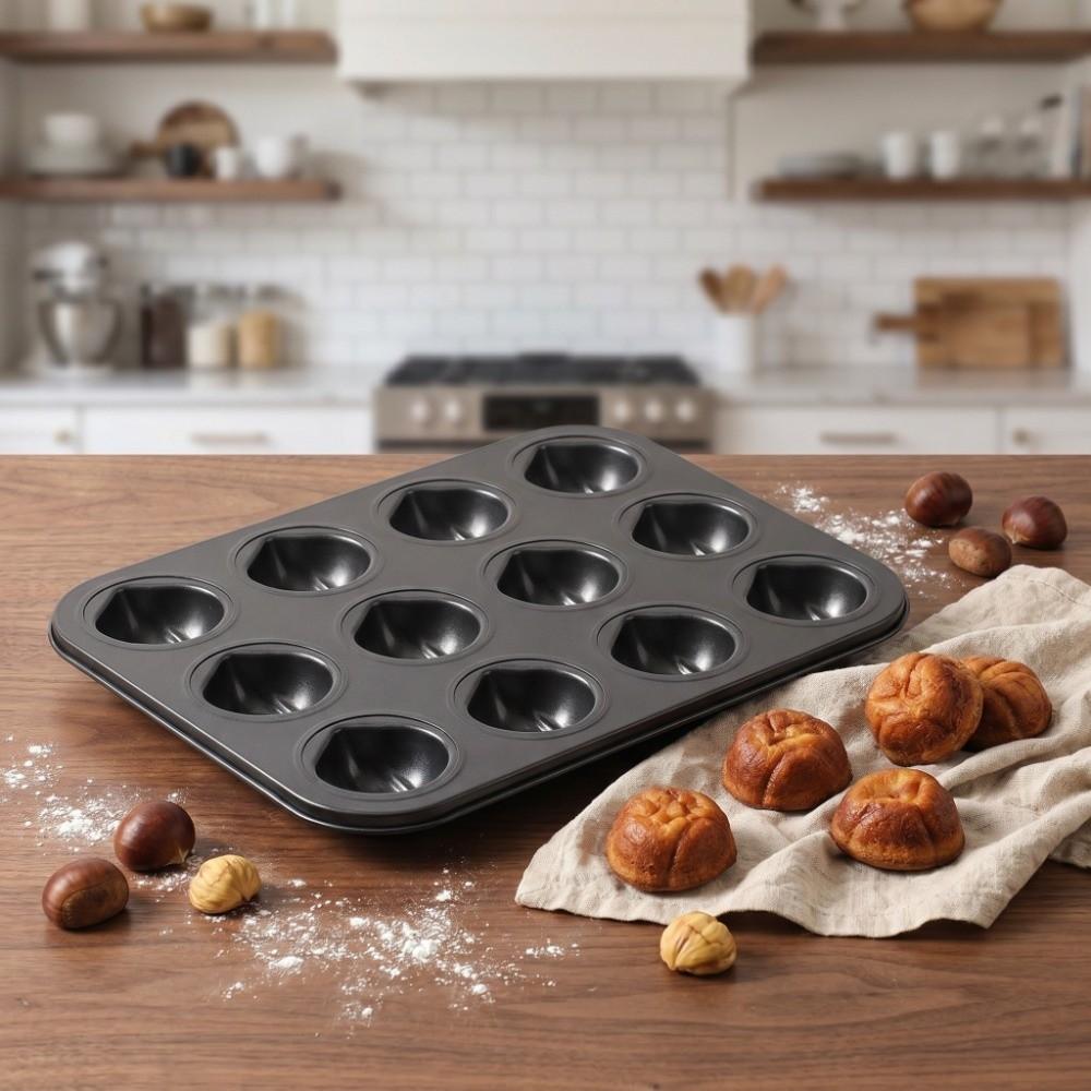 12 Cavity Chestnut Shaped Bakeware Carbon Steel Chocolate Pan  Bakery Catering