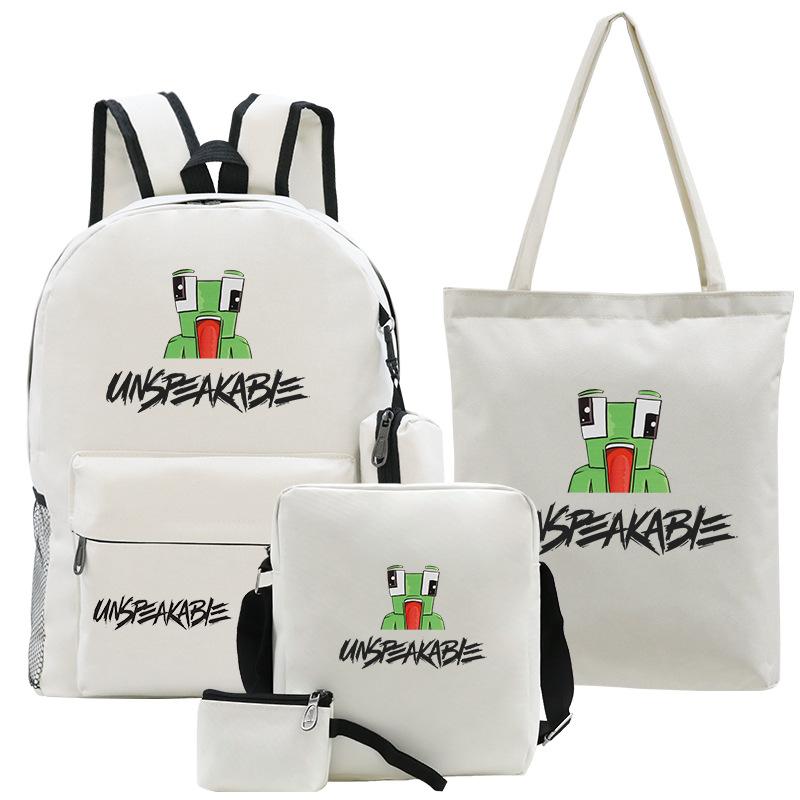 Casual Backpack Five-piece Backpack + Tote Bag + Shoulder Bag + Pencil Bag + Small Money Bag 3