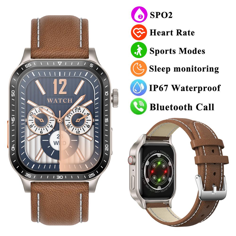 2,04" Großer Bildschirm Outdoor Smartwatch Herzfrequenz Blutsauerstoff Wasserdicht Quadratisch Sport Bluetooth Anruf Smartwatch für IOS Android