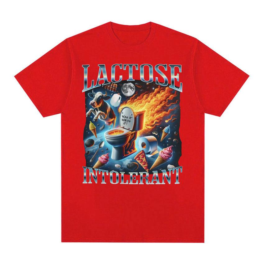 Lactose Intolerant Funny Meme Tee Shirt Men Women's Vintage Casual Short Sleeve T-shirt 100% Cotton Oversized Humor T Shirt Tops