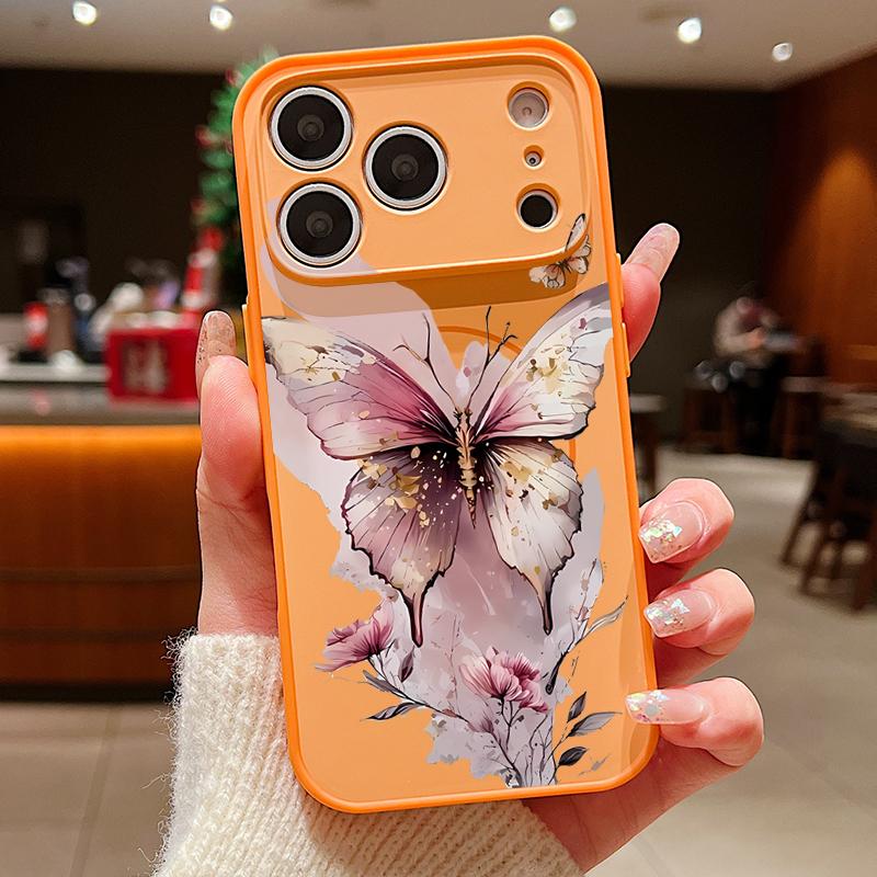 Pink Butterfly Watercolor Pattern Case For iPhone 17 Pro Max Magnetic For Magsafe Skin Feeling Cover For iPhone 16 15 14 13 Pro Max