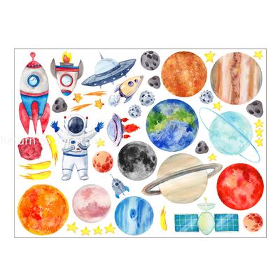 Solar System Wall Stickers Removable Planets for Kids Room Nursery Educational Space Themed Decor