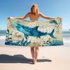 1pc Shark Pattern Beach Towel, Quick Drying Soft Absorbent Beach Towel, Microfiber Beach Blanket, For Outdoor Swimming Camping