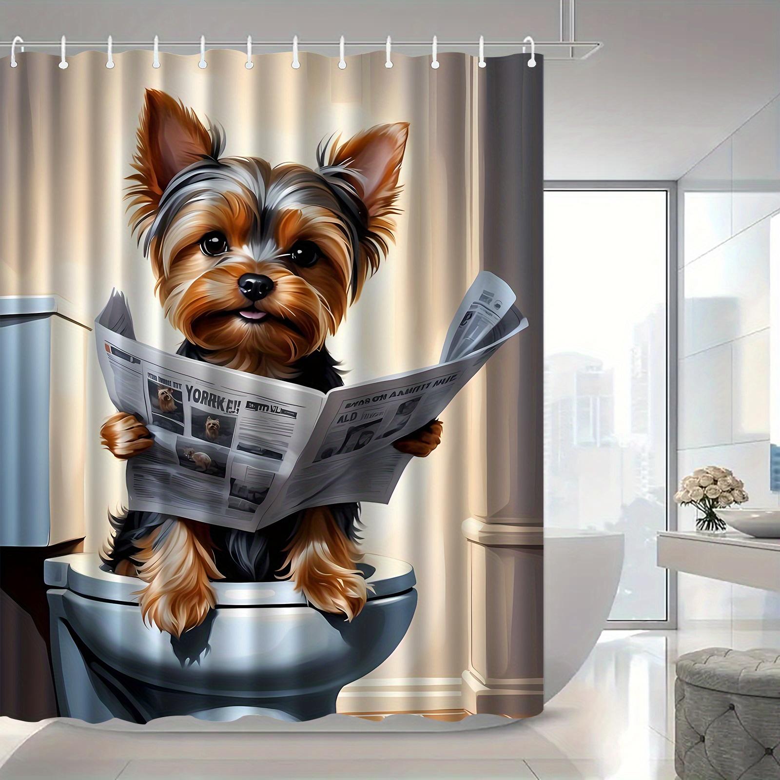 

Jit1pc Yorkshire Terrier Pattern Print Shower Curtain, High-End Elegant Easy-To-Install Bathroom Curtain for Home Decoration, 90x180cm