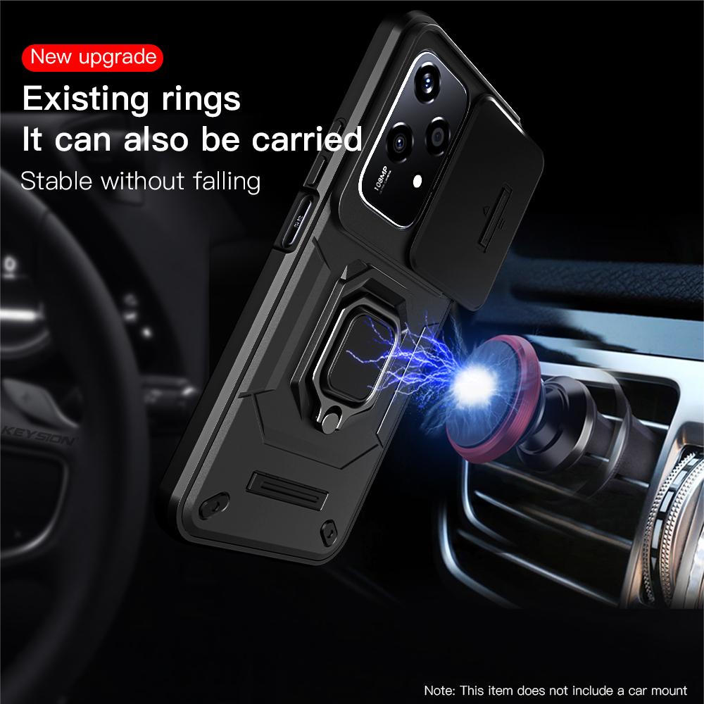Case Keysion For Shockproof Honor 200 Lite 5g Slide Camera Lens Protection Ring Stand Phone Cover For For Huawei Honor 200 Lite