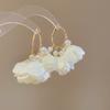 Silver needle French retro flower pearl fringed earrings personality sweet temperament stud earrings women