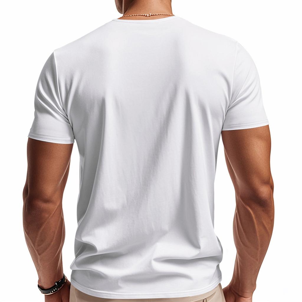 Men's Summer British Gentleman V-neck Shirt Quick-drying Skin-friendly Loose Trendy Short-sleeved T