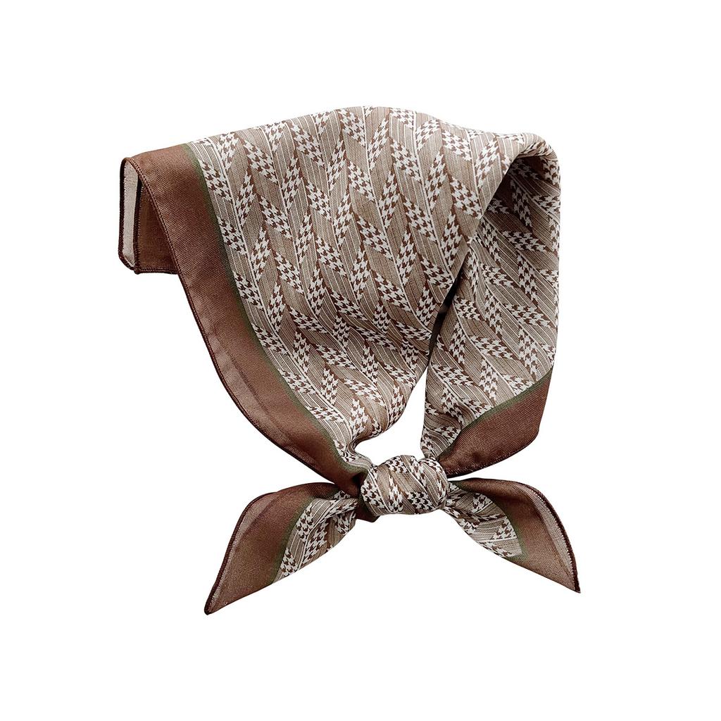 Summer New Literary and Retro Small Square Scarf Fashion Temperament Scarf Silk Scarf Wheat Ear Printing Versatile Women's Neck Scarf