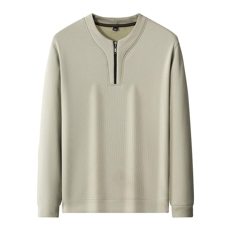 Felpa da uomo grande con mezza zip, maglietta alla moda e ampia, maglietta da uomo a maniche lunghe con scollo rotondo