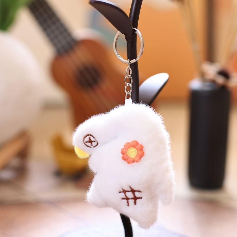 Funny Flower Goose Plush Keychain Stuffed Duck Doll Keyring Backpack Pendant Schoolbag Hanging Decoration Lovely Gifts