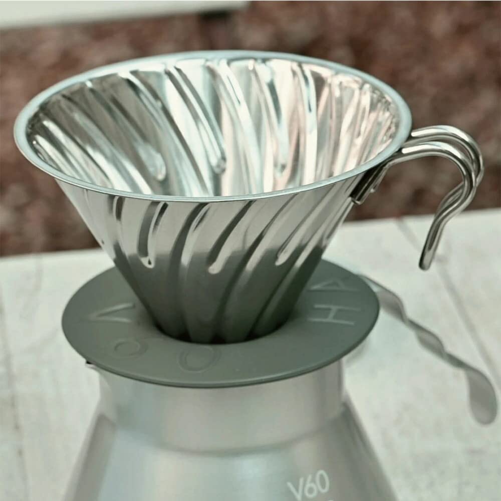 HARIO V60 Metal Made in Dripper, 1-4 Cups, Silver, Japan, O-VDM-02-HSV