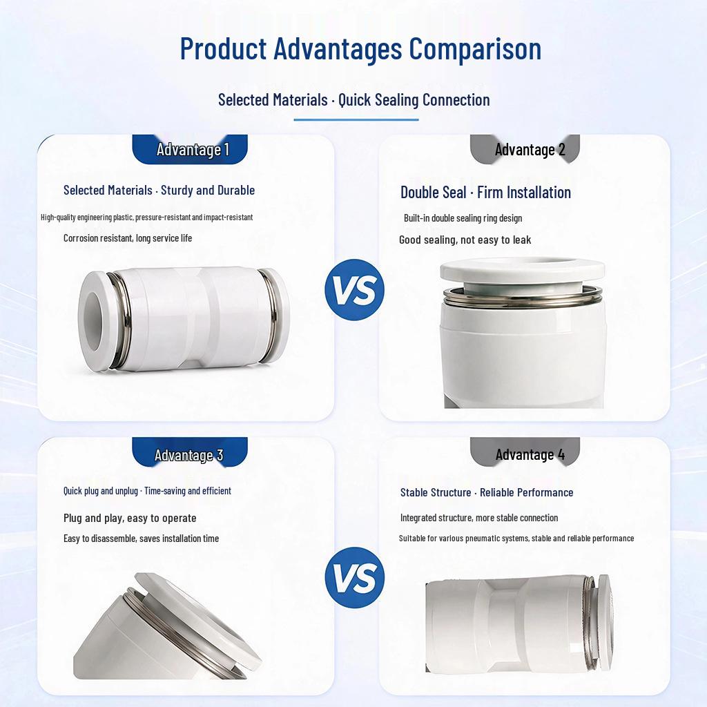 PU Series Pneumatic Quick Plug Connector: PU-4 to PU-16 High-Pressure Air Hose Adapter.