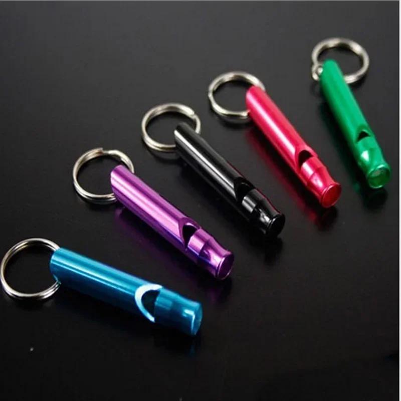 4 Pieces/set of Aluminum Sports Safety Whistle Alloy Small Whistle Keychain Outdoor Survival Camping Emergency