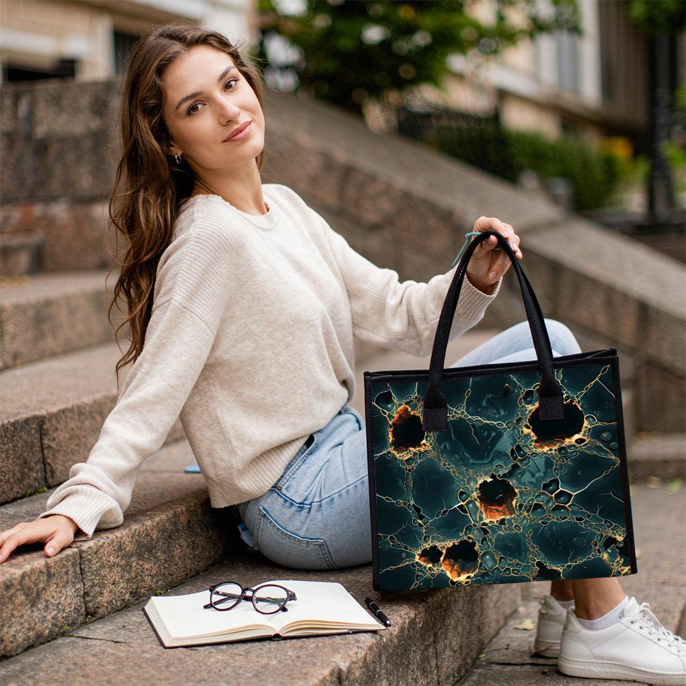 Marble Pattern Tote Bag Large Capacity Daily Shoulder Handbag for Work Travel Shopping