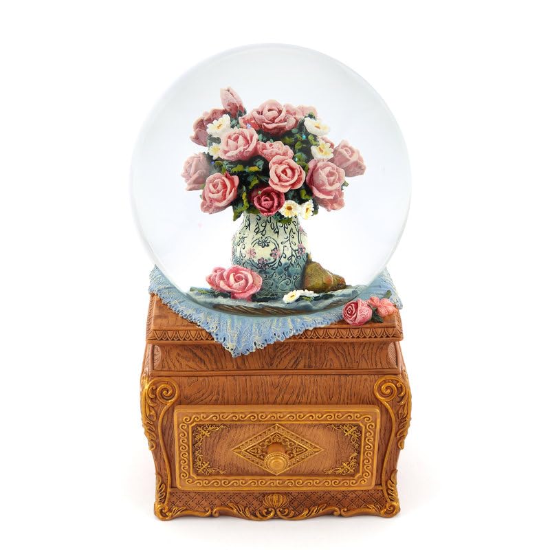 Luxury Snow Globe Gift Rose Flower Ring Case JARLL FG1405 Music Box Rotating Snow Globe Snow Dome Flower Language Ornament Day Wedding Celebration