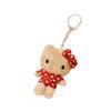 Sanrio Hello Kitty Bow Keychain Plush Pendant 9cm High Black Leather with Red Polka Dots