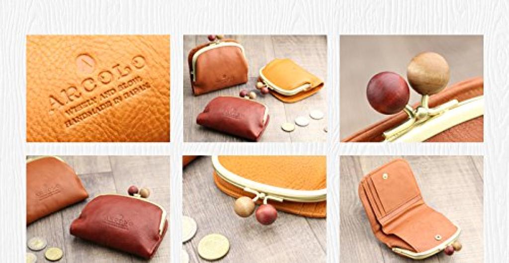 ARCOLO Bifold Wallet with Made in Mustard Women's Clasp, Japan,