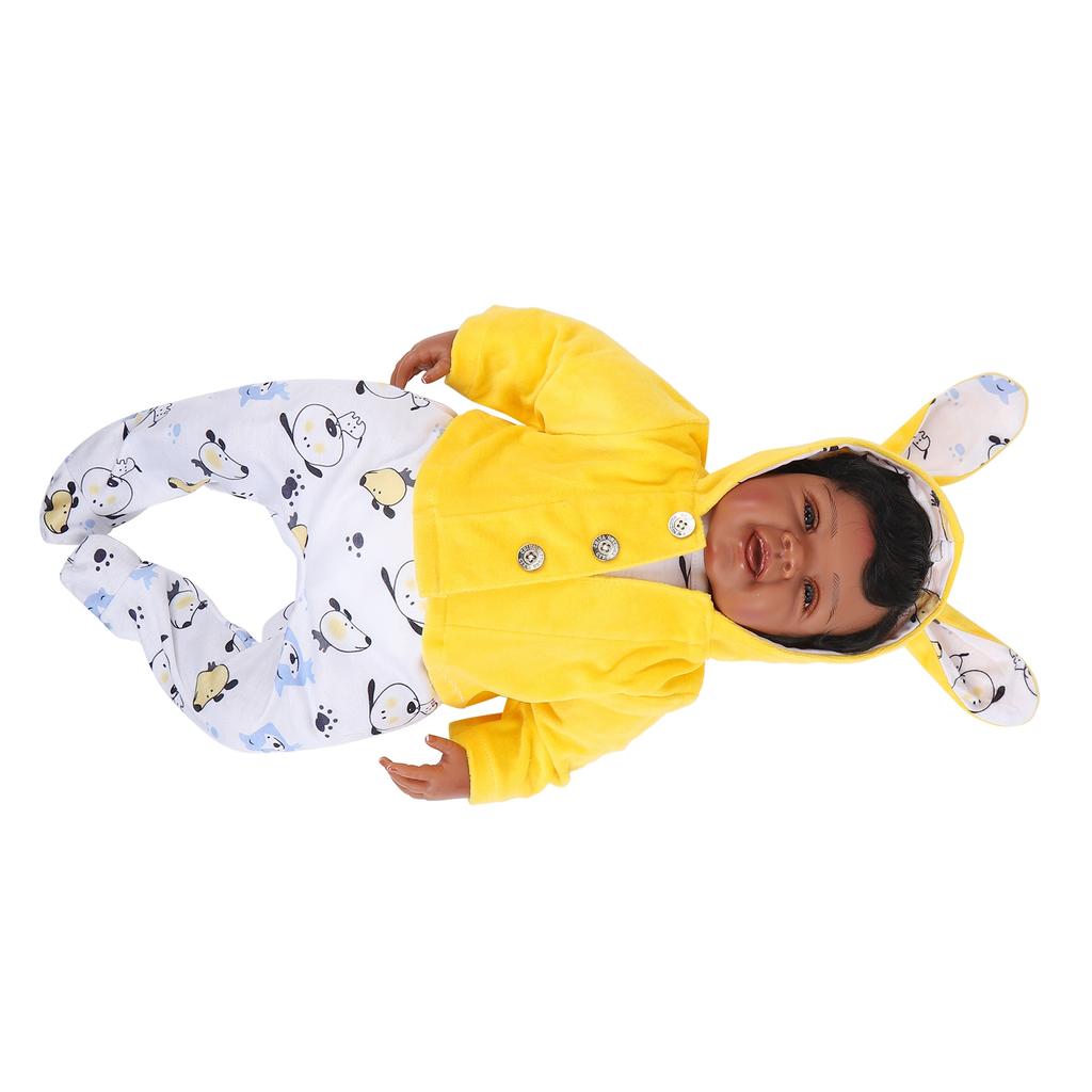 55cm Reborn Dolls Soft Vinyl Adorable African Baby Doll Toys with Milk Bottle Pacifier