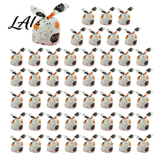 Decorative Biscuit Packaging for Kindergarten 48 Pcs Halloween Candy Bags Kids Trick or Treat Goodie Cute Rabbit Cartoon Goody Bags Holiday Ear Small
