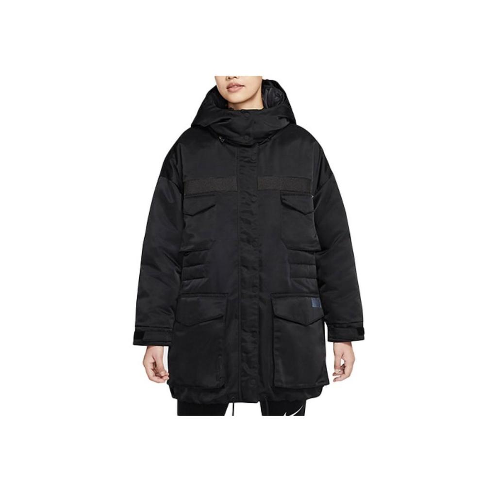 Nike Sportswear Down-Fill City Ready Warm Multi-Pocket Reflective Long Hooded Coat Women Outerwear Black CZ1142-010