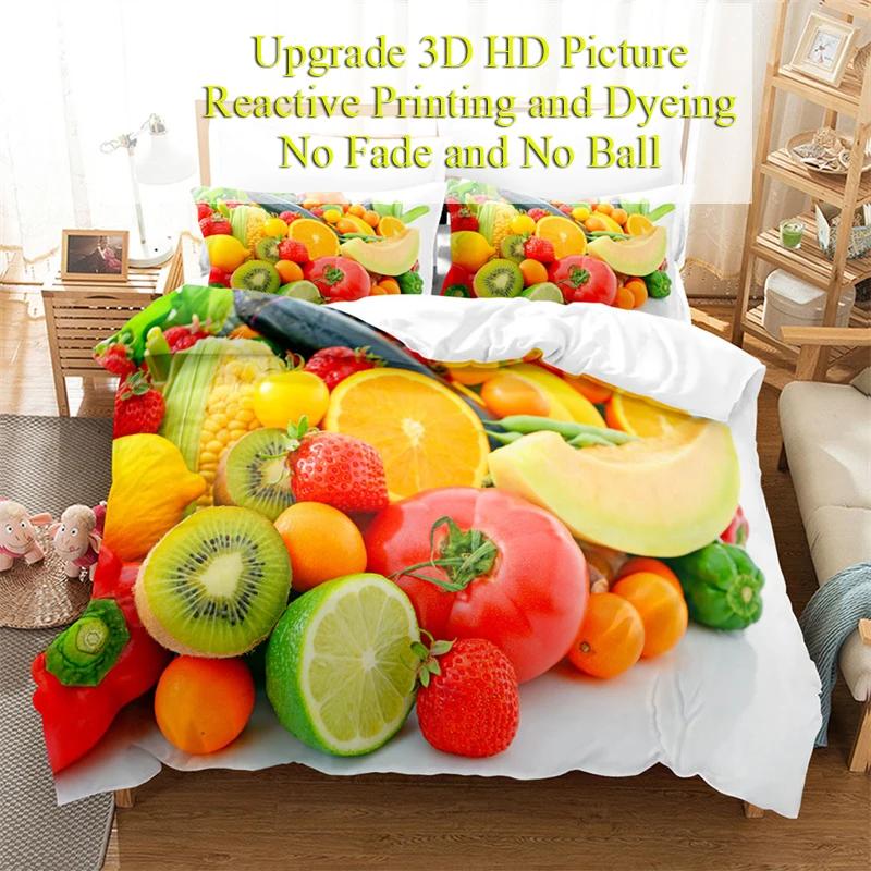 Fruit Duvet Cover Set Queen Size Quilt Covers Double Bed 220x240 3D Single Thin Bedding Set 2PCS 3PCS Pillowcase Full Twin King