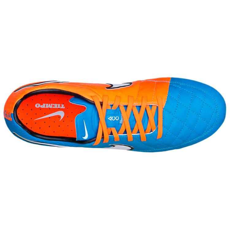 Nike Tiempo Legend V FG Comfortable Lightweight FG (Rubber Long Studs) Slip Resistant Durable Soccer Shoes Unisex Soccer Shoes Blue Orange 631518-418