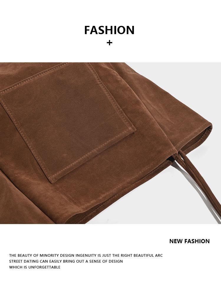 Large Capacity Suede Shoulder Tote: Artistic Lazy Style for Students & Shoppers